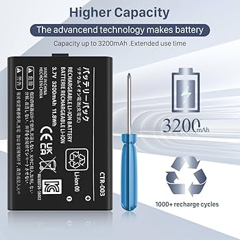 Amazon.com: SHENMZ CTR-003 替換電池,3200mAh 相容於Nintendo